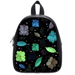 Blue and green flowers  School Bags (Small) 