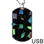 Blue and green flowers  Dog Tag USB Flash (One Side)