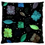 Blue and green flowers  Large Cushion Case (One Side)
