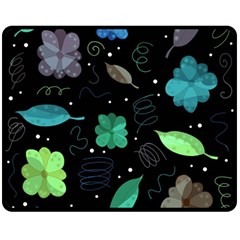 Blue and green flowers  Double Sided Fleece Blanket (Medium)  from UrbanLoad.com 58.8 x47.4  Blanket Front