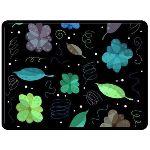 Blue and green flowers  Double Sided Fleece Blanket (Large)  from UrbanLoad.com 80 x60  Blanket Front