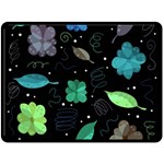 Blue and green flowers  Double Sided Fleece Blanket (Large) 