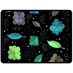Blue and green flowers  Double Sided Fleece Blanket (Large)  from UrbanLoad.com 80 x60  Blanket Back