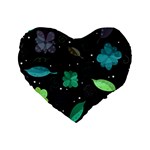 Blue and green flowers  Standard 16  Premium Flano Heart Shape Cushions