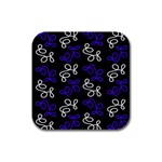 Elegance - blue Rubber Square Coaster (4 pack) 
