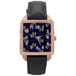 Elegance - blue Rose Gold Leather Watch 