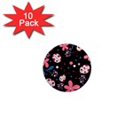 Pink ladybugs and flowers  1  Mini Magnet (10 pack) 