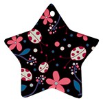 Pink ladybugs and flowers  Star Ornament (Two Sides) 