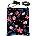 Pink ladybugs and flowers  Shoulder Sling Bags