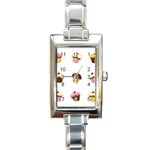 Colorful cupcakes  Rectangle Italian Charm Watch