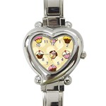 Colorful cupcakes pattern Heart Italian Charm Watch