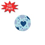 Light and Dark Blue Hearts 1  Mini Buttons (100 pack) 