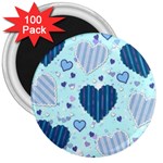 Light and Dark Blue Hearts 3  Magnets (100 pack)