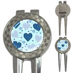 Light and Dark Blue Hearts 3-in-1 Golf Divots