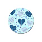 Light and Dark Blue Hearts Magnet 3  (Round)