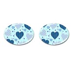 Light and Dark Blue Hearts Cufflinks (Oval)