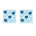 Light and Dark Blue Hearts Cufflinks (Square)