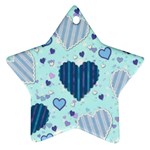 Light and Dark Blue Hearts Star Ornament (Two Sides) 