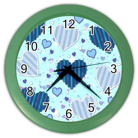 Light and Dark Blue Hearts Color Wall Clocks from UrbanLoad.com Front