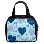 Light and Dark Blue Hearts Classic Handbags (2 Sides)