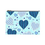 Light and Dark Blue Hearts Cosmetic Bag (Large) 