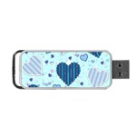 Light and Dark Blue Hearts Portable USB Flash (One Side)