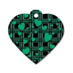 Green love Dog Tag Heart (One Side)