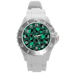 Green love Round Plastic Sport Watch (L)