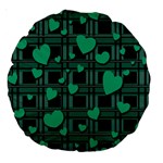 Green love Large 18  Premium Round Cushions