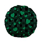Green love Standard 15  Premium Flano Round Cushions