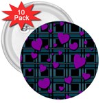 Purple love 3  Buttons (10 pack) 