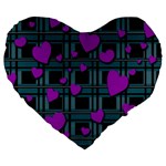 Purple love Large 19  Premium Heart Shape Cushions