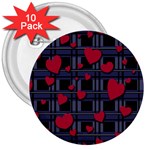 Decorative love 3  Buttons (10 pack) 