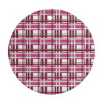 Pink plaid pattern Round Ornament (Two Sides) 