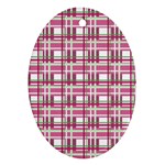 Pink plaid pattern Oval Ornament (Two Sides)