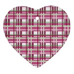 Pink plaid pattern Heart Ornament (2 Sides)