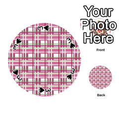 Pink plaid pattern Playing Cards 54 (Round)  from UrbanLoad.com Front - Spade3