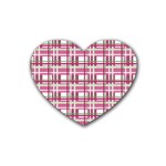 Pink plaid pattern Rubber Coaster (Heart) 
