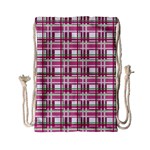 Pink plaid pattern Drawstring Bag (Small)