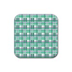 Green plaid pattern Rubber Coaster (Square) 