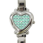 Green plaid pattern Heart Italian Charm Watch