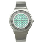 Green plaid pattern Stainless Steel Watch