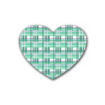 Green plaid pattern Heart Coaster (4 pack) 