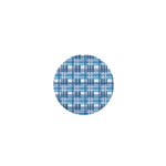 Blue plaid pattern 1  Mini Buttons
