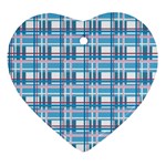 Blue plaid pattern Ornament (Heart) 