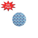 Blue plaid pattern 1  Mini Magnets (100 pack) 