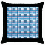 Blue plaid pattern Throw Pillow Case (Black)