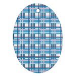 Blue plaid pattern Oval Ornament (Two Sides)
