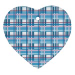 Blue plaid pattern Heart Ornament (2 Sides)