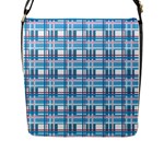 Blue plaid pattern Flap Messenger Bag (L) 
